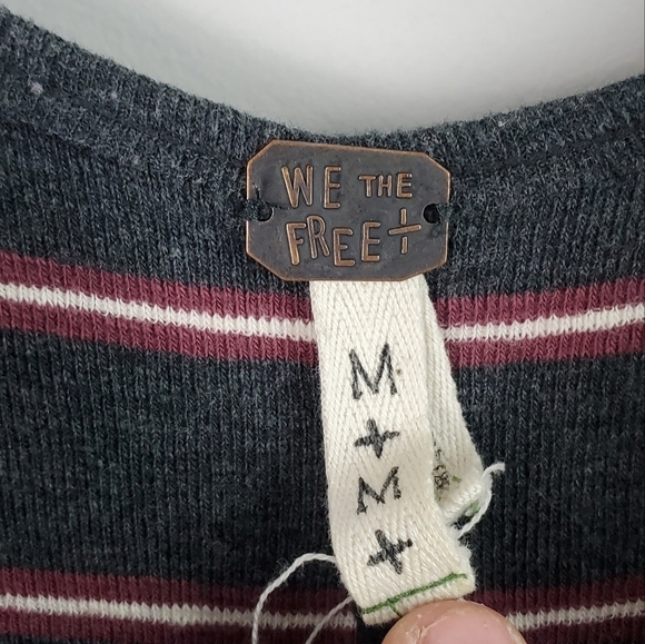 We the Free Grey Striped Garden Sleeveless Flared Tank Top Medium - Picture 6 of 8